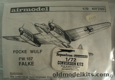 Airmodel 1/72 Focke-Wulf Fw-187 Falke Long Range Fighter - Bagged, 296 plastic model kit